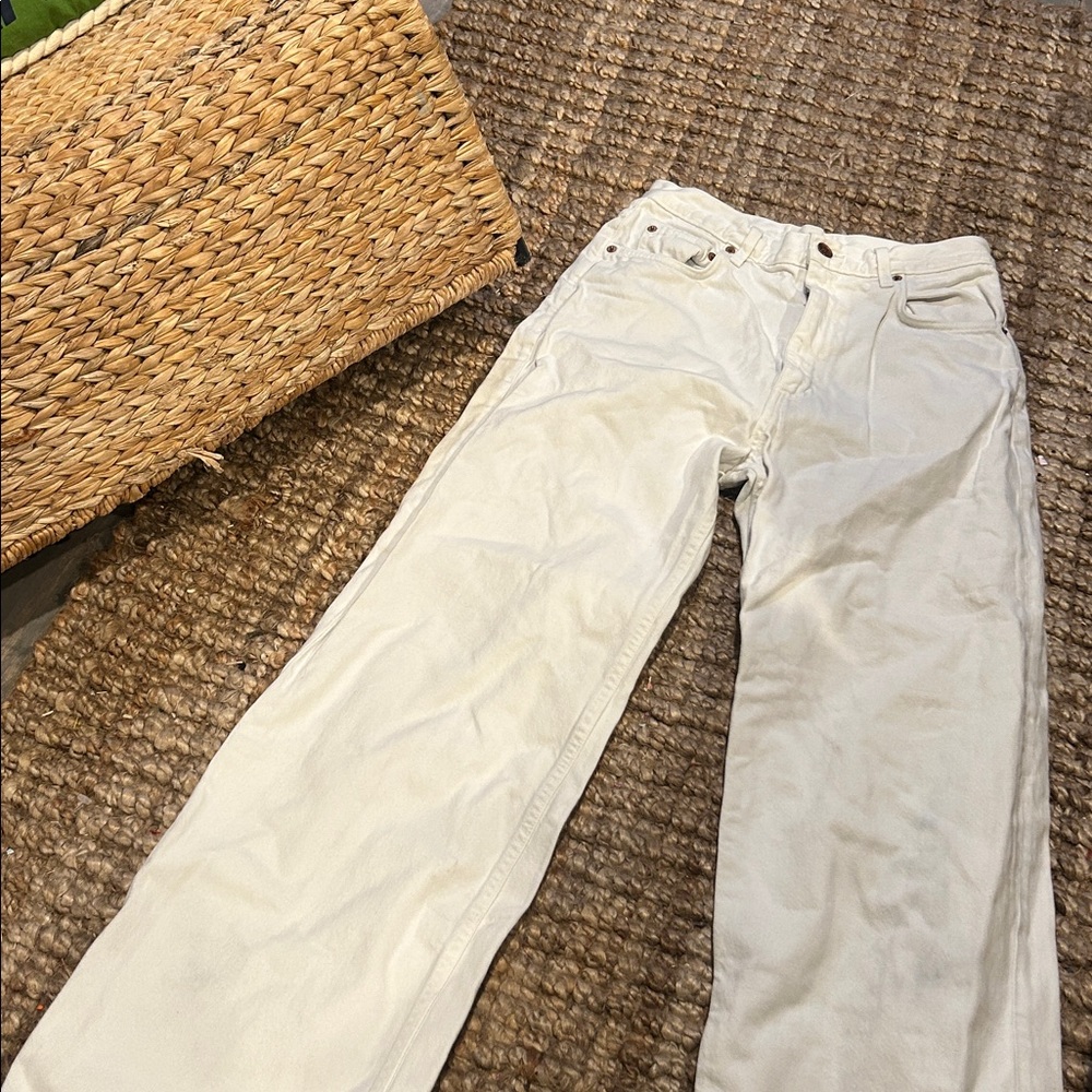 Doen 100% Organic Cotton White Denim Straight Leg Jeans Size 27 - Picture 4 of 14